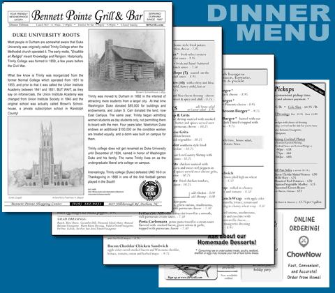 Durham Restaurant Dinner Menu