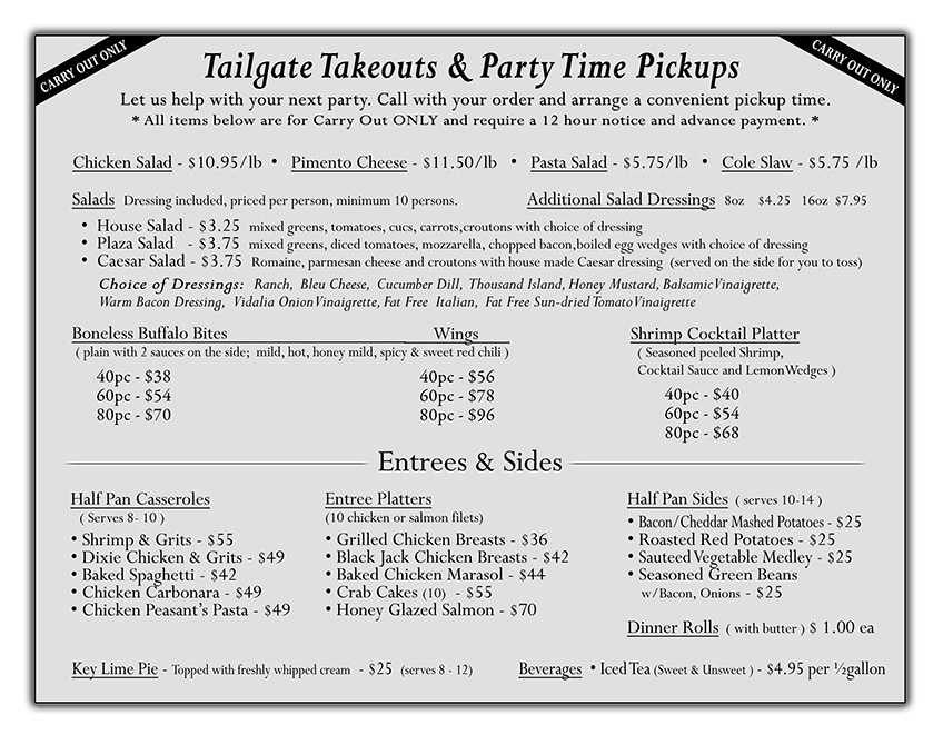 BPGrill Takeout Menu