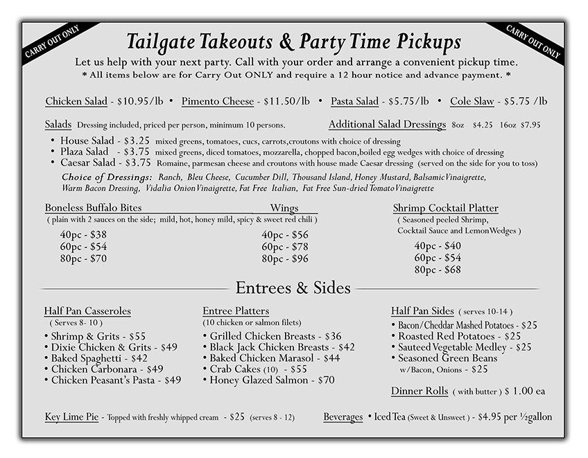 BPGrill Takeout Menu